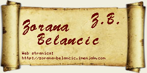 Zorana Belančić vizit kartica